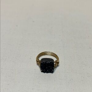 Sophisticated Black Stone Gold Ring